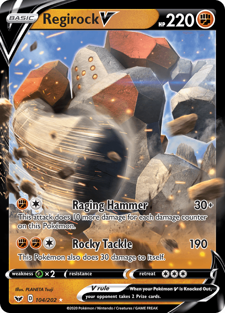 Regirock V Pokémon card