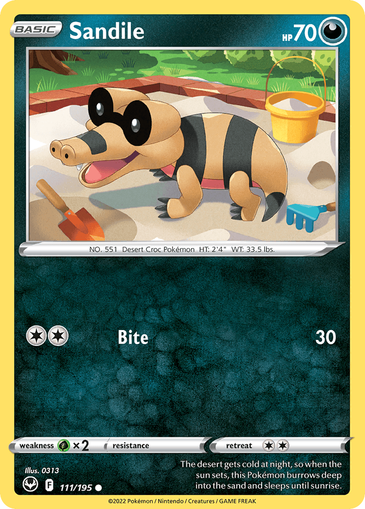 Sandile Pokémon card