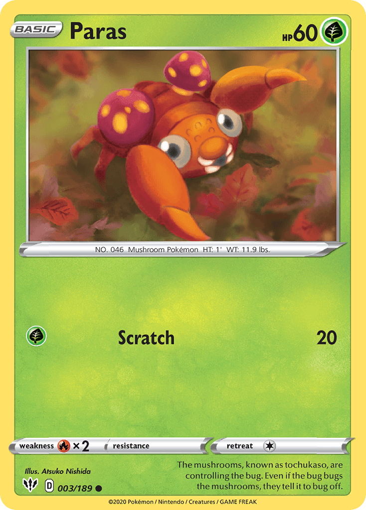 Paras Pokémon card