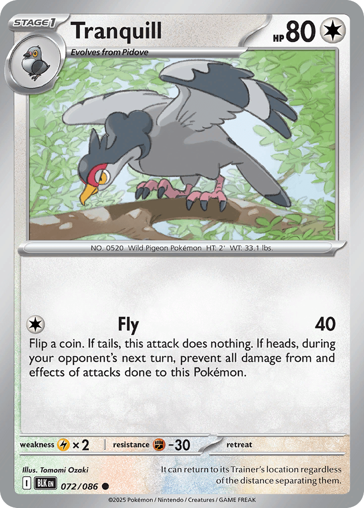 Tranquill Pokémon card